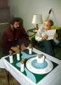 Farkas Pál és Teller Ede<br> a Paksi Atomerőmű szoborpark makettjével (16K)